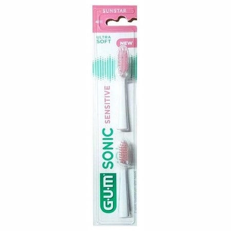 Gum Sonic Sensitive Spazzolino Batteria Refill Testine Ricambio 2 Pezzi