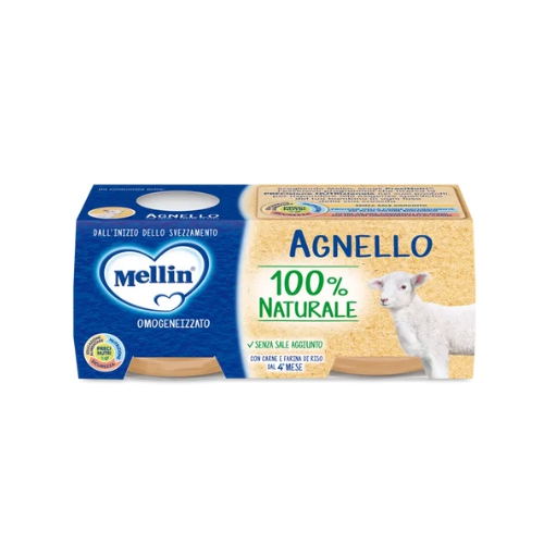 Mellin Omogeneizzato di Agnello e farina di riso senza sale aggiunto 2 x 120 g