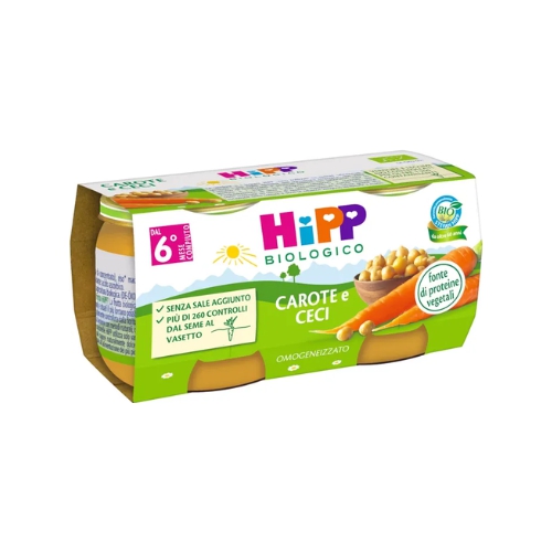 Hipp Bio Omogeneizzato Carote E Ceci 2x80g