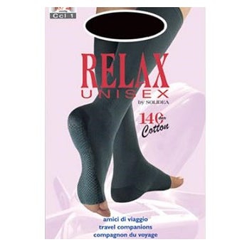 Solidea Relax Unisex 140 DEN Gambaletto Compressivo Punta Aperta Colore Naturale