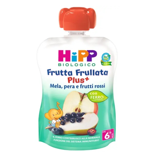 Hipp Bio Frutta Frullata Plus Mela Pera Futti Rossi + Ferro 90g