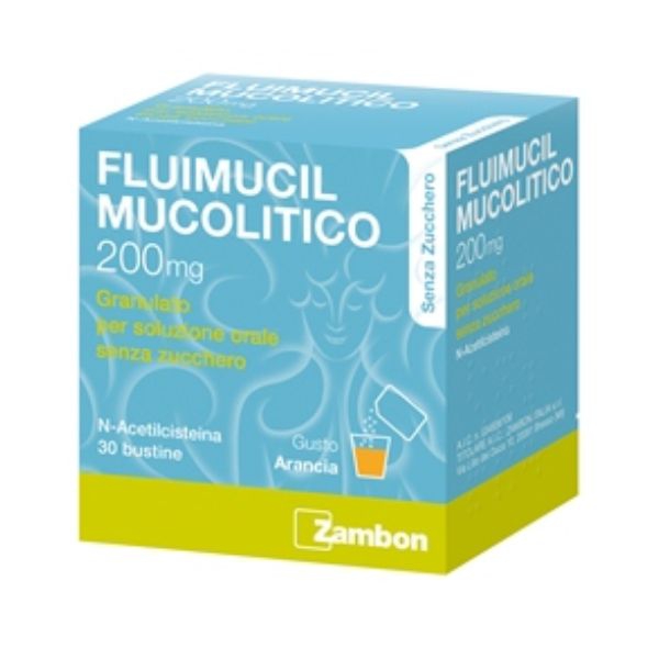 Fluimucil Mucol 200 Mg Granulato Per Soluzione Orale Senza Zucchero 30 Bustine