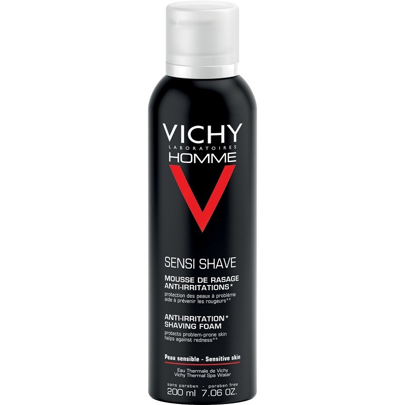 Vichy Homme Sensi Shave Mousse Schiuma da Barba Anti Irritazioni Uomo 200 ml