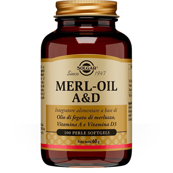 Solgar Merl Oil AeD Integratore di Olio di Fegato di Merluzzo 100 Perle